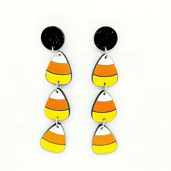 Candy Corn Dangle Earrings - Picture 2 of 6